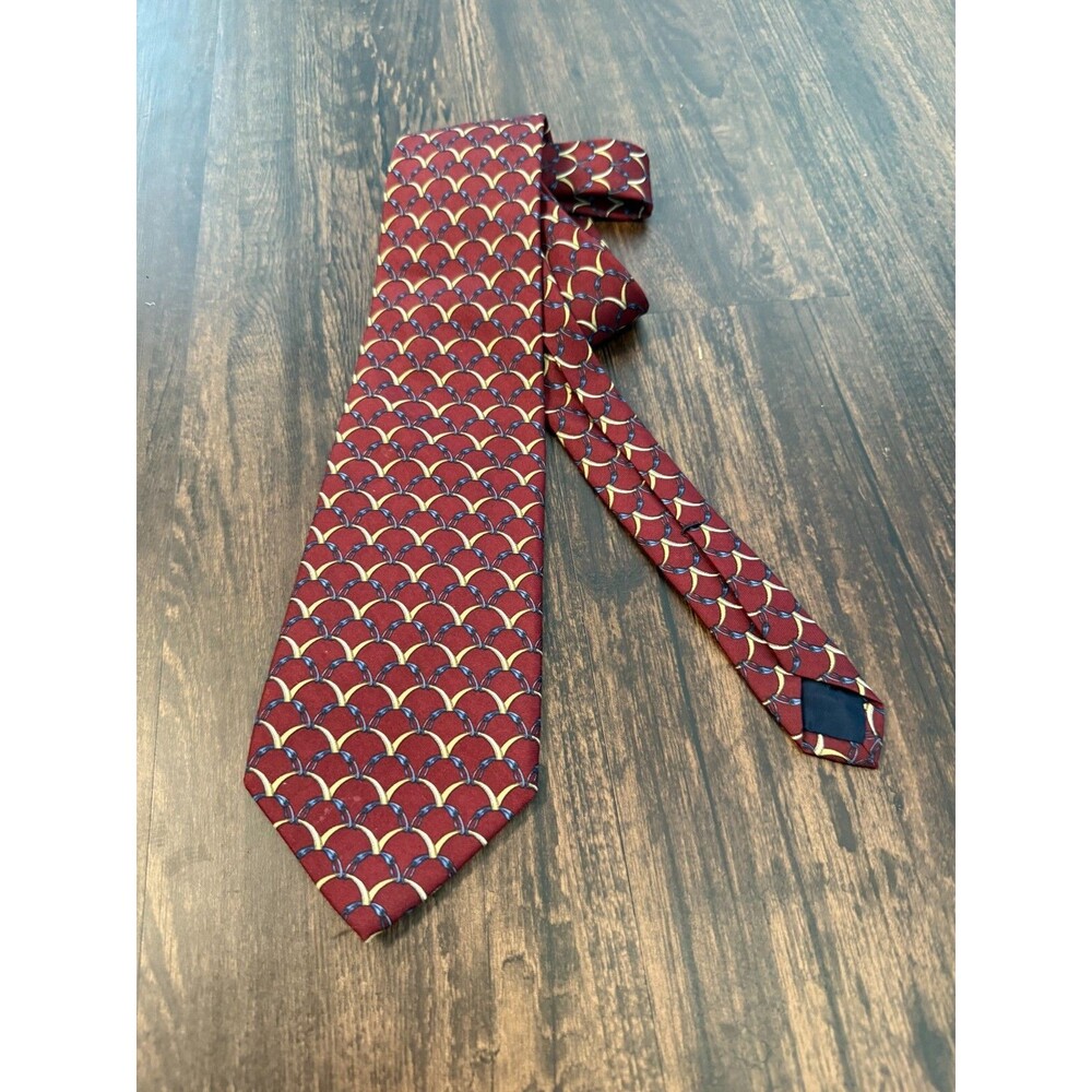 Brooks Brothers Makers Silk Neck Tie England Woven Made Usa Red Geometric Circle